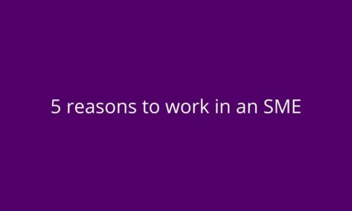 Text: 5 reasons to work in an SME